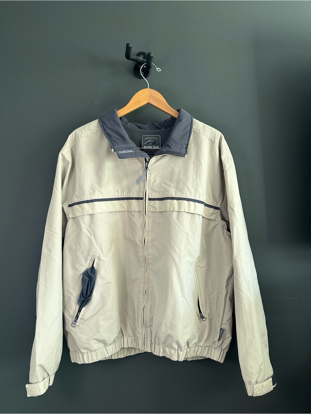Pacific Trail Beige Windbreaker with Navy Trim